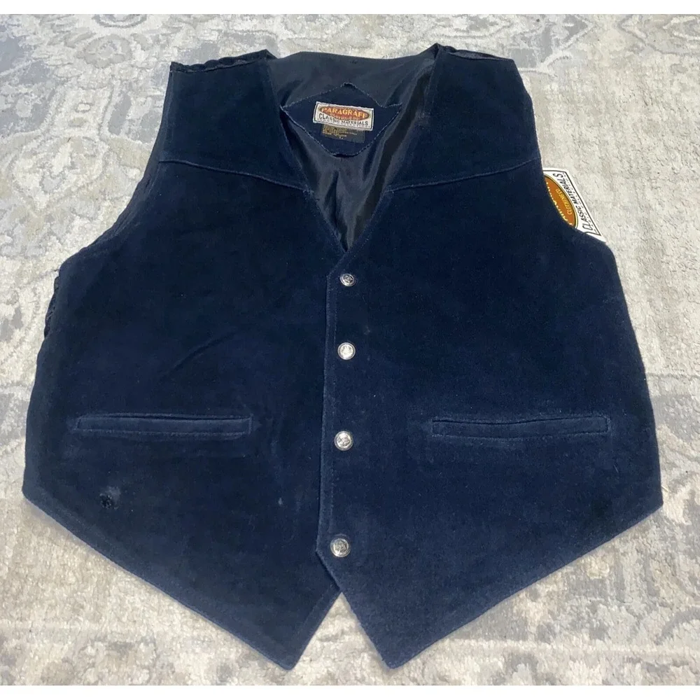 EXCLUSIVE PARAGRAFF Black Mens Vest Size Large Suede Leather NEW WITH DEFECT